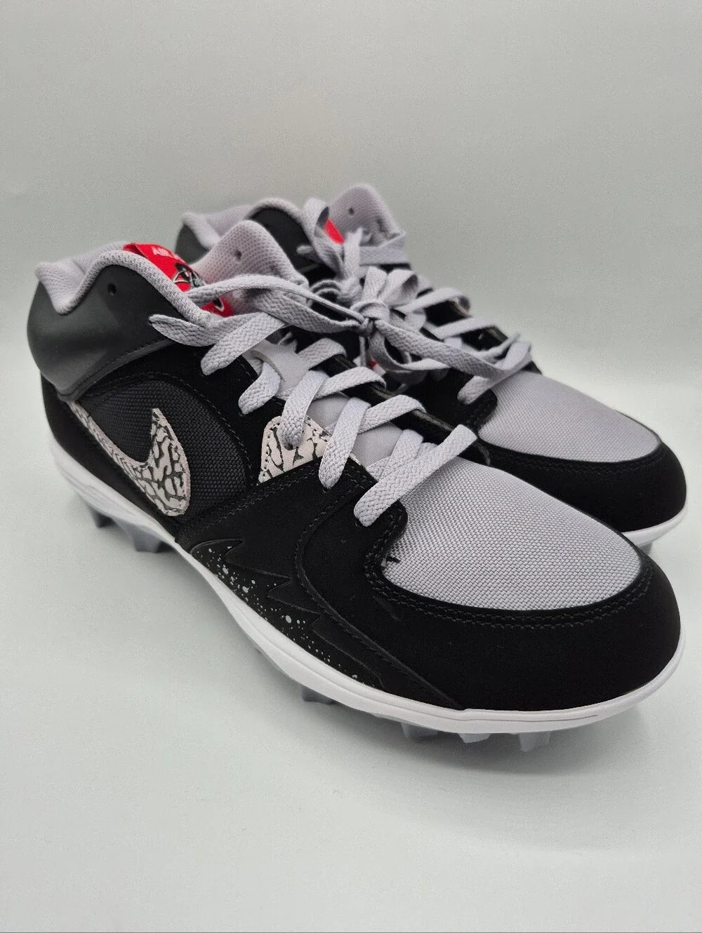 Mens Air Jordan Stadium 90 Low TD Black Cement Football Cleats HQ0210-060